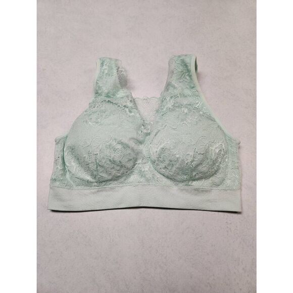Breezies Womens Medium Lace Seamless Cami Bra Light Green L - Picture 1 of 3